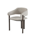 SILLA DE COMEDOR EN TELA BEIGE Y PATAS DE METAL ESTILO MADERA