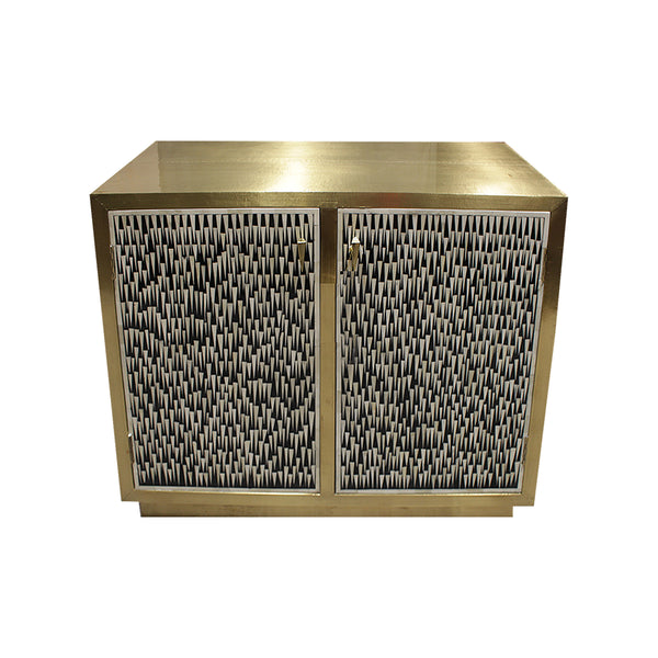 GABINETE DE ACABADO DORADO CON DETALLES BLANCO Y NEGRO