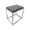 ***MESA LATERAL ON PATRON GEOMETRICO BLANCO Y NEGRO CON BASE PLATEADA