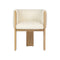 SILLA DE COMEDOR EN TELA BEIGE Y ACABADO DE MADERA