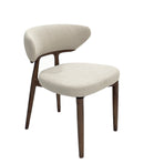 SILLA DE COMEDOR EN TELA BEIGE Y PATAS ACABADO DE MADERA