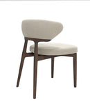 SILLA DE COMEDOR EN TELA BEIGE Y PATAS ACABADO DE MADERA