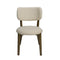 SILLA DE COMEDOR EN TELA CREMA Y PATAS MARRONES