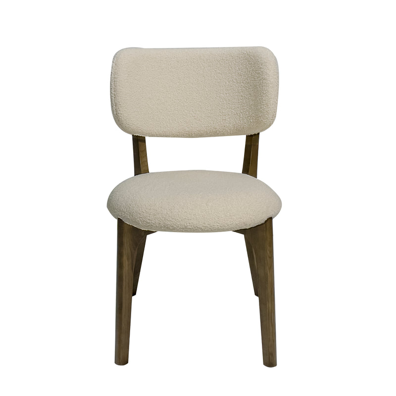 SILLA DE COMEDOR EN TELA CREMA Y PATAS MARRONES
