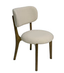SILLA DE COMEDOR EN TELA CREMA Y PATAS MARRONES