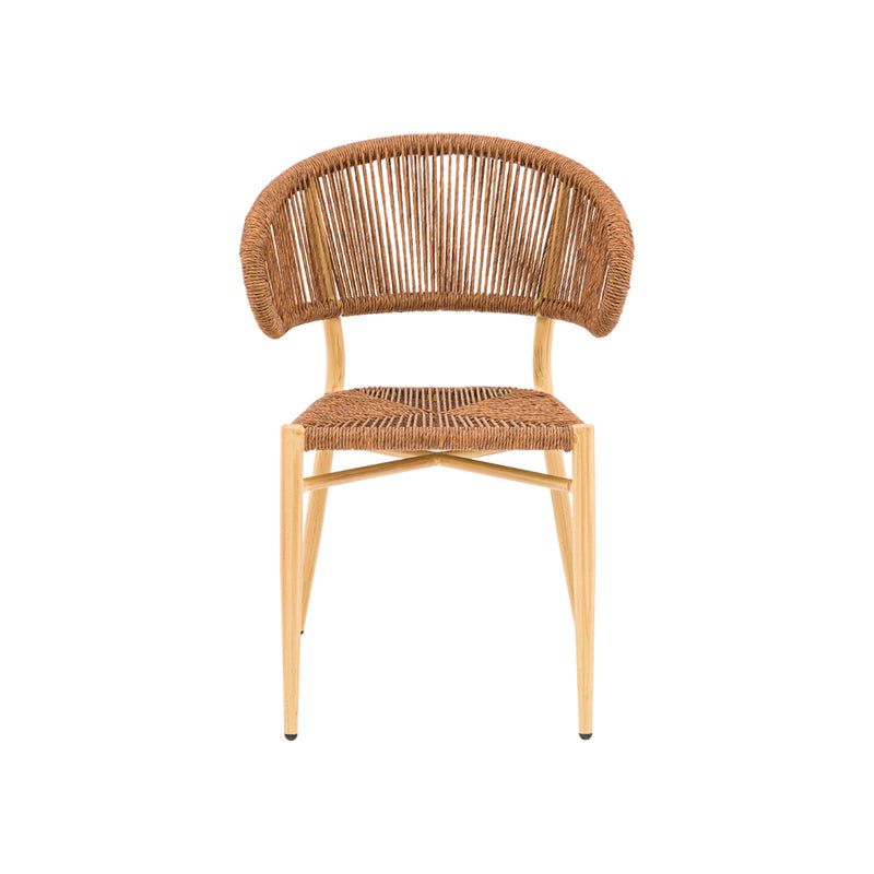 SILLA DE EXTERIOR ESTILO RATAN MARRON