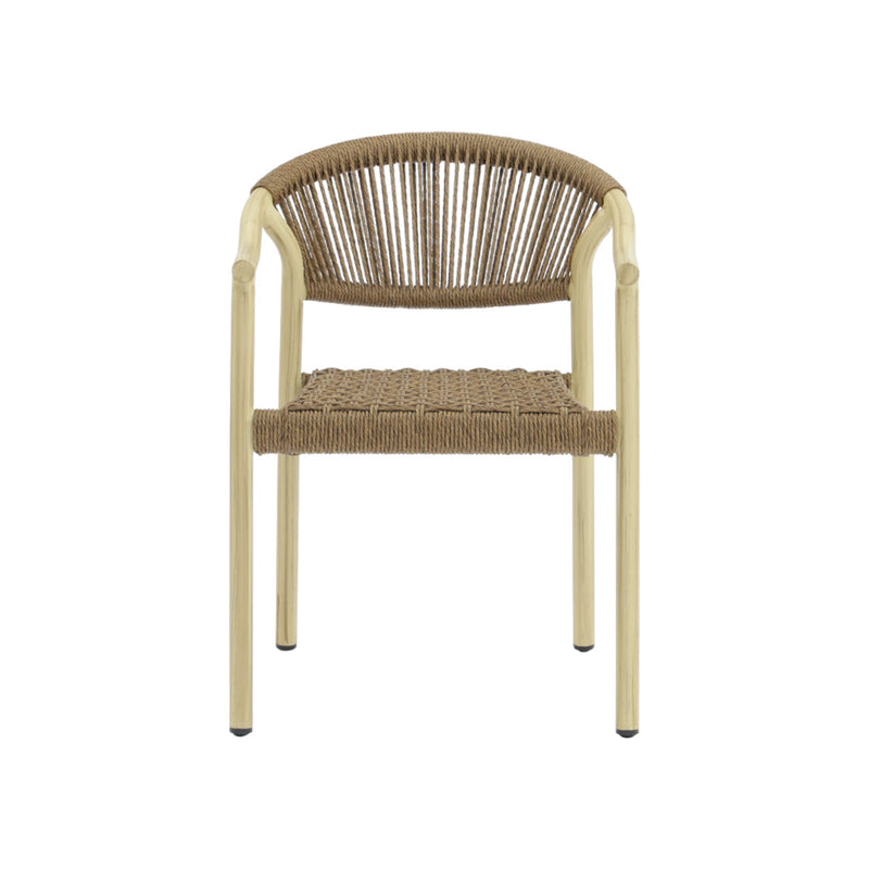 SILLA DE COMEDOR DE EXTERIOR MADERA NATURAL Y CUERDA