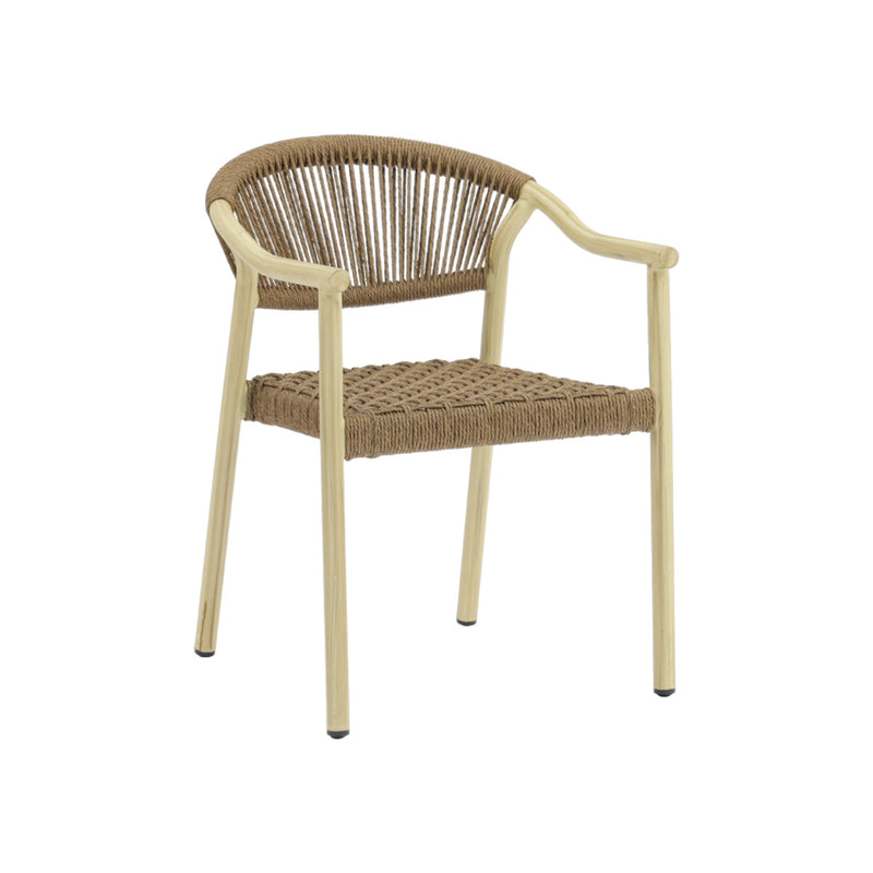 SILLA DE COMEDOR DE EXTERIOR MADERA NATURAL Y CUERDA