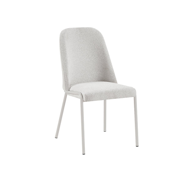 SILLA DE COMEDOR EN TELA BLANCA Y PATAS GRIS CLARO