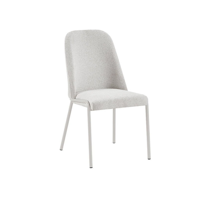 SILLA DE COMEDOR EN TELA BLANCA Y PATAS GRIS CLARO