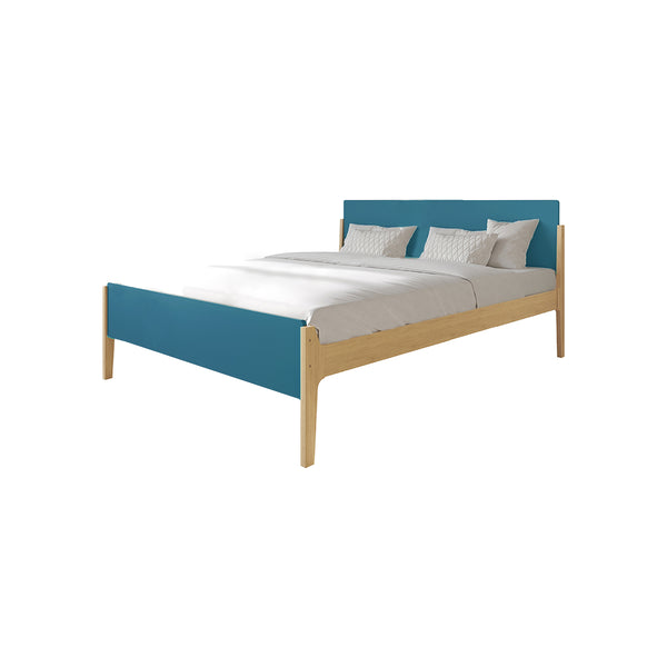 CAMA FULL "ARTIE" + 1 MESITA DE NOCHE AZUL TURQUESA - 2PCS