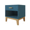 CAMA FULL "ARTIE" + 1 MESITA DE NOCHE AZUL TURQUESA - 2PCS