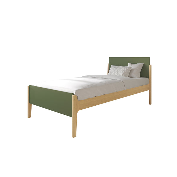CAMA TWIN "ARTIE" + 1 MESITA DE NOCHE VERDE- 2PCS