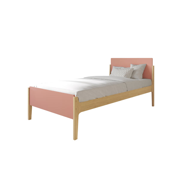 CAMA TWIN "ARTIE" + 1 MESITA DE NOCHE ROSADO - 2PCS
