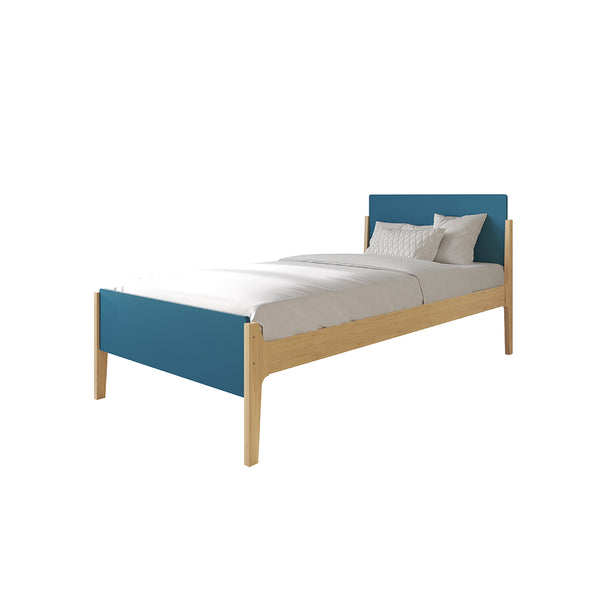 CAMA TWIN "ARTIE" + 1 MESITA DE NOCHE AZUL TURQUESA - 2PCS