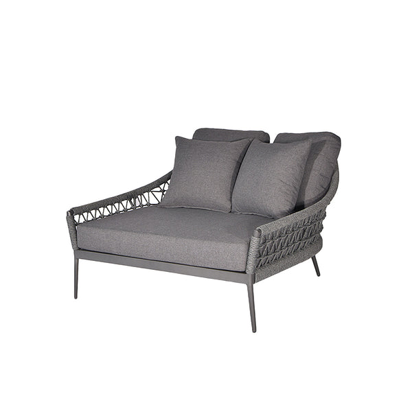 DAYBED DE EXTERIOR EN CUERDA GRIS Y COJINES GRIS OSCURO CON MARCO GRIS CHARCOAL
