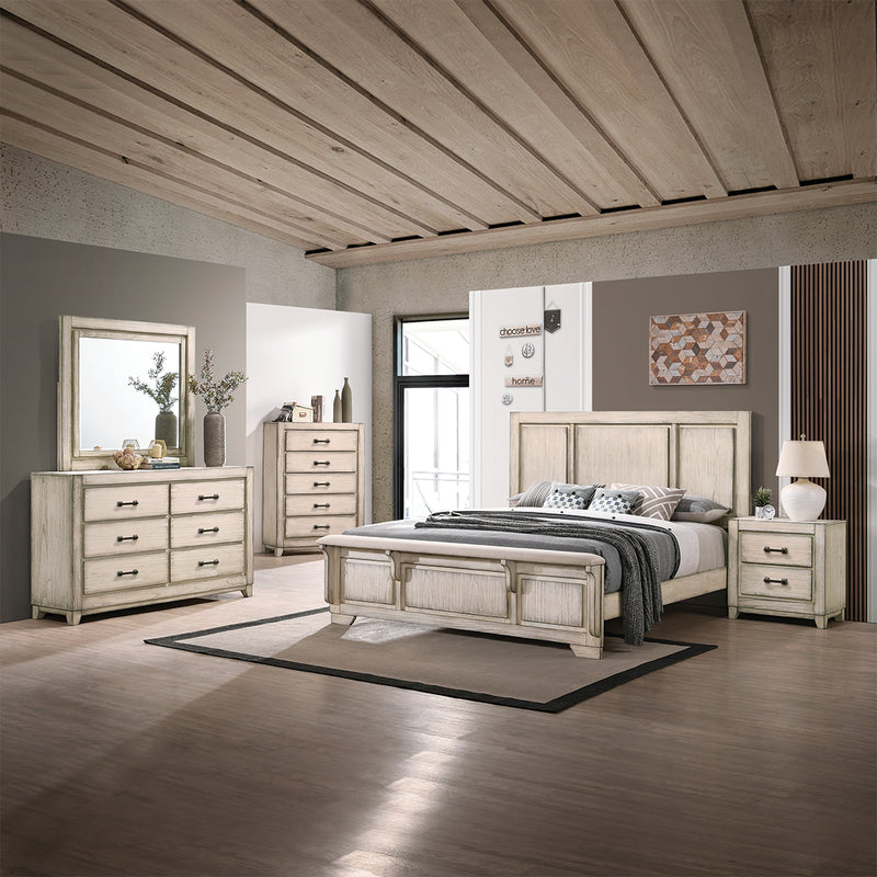 JUEGO DE HABITACION "ASHLAND B923W RUSTIC WHITE" - CAMA QUEEN