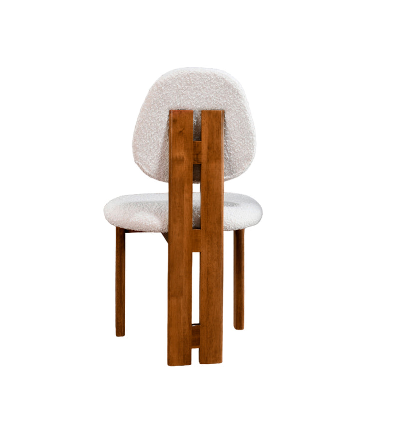SILLA DE COMEDOR JOSS  EN TELA BLANCA Y ACABADO DE MADERA