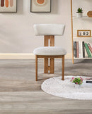 SILLA DE COMEDOR EN TELA BEIGE Y PATAS ACABADO DE MADERA 7383