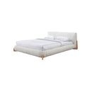 CAMA KING EN TELA BLANCA, PATAS MARRONES