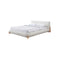 CAMA KING EN TELA BLANCA, PATAS MARRONES