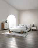 CAMA QUEEN EN TELA BLANCA