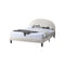 CAMA QUEEN EN TELA BEIGE Y PATAS NAGRAS