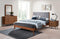 CAMA QUEEN TELA GRIS Y PATAS MARRONES