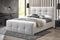 CAMA KING EN TELA BEIGE.