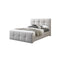 CAMA KING EN TELA BEIGE.