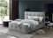 CAMA QUEEN TAPIZADA EN TELA GRIS