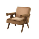 BUTACA ESTACIONARIA EN TELA MARRON MOSTAZA, EN MADERA 7283