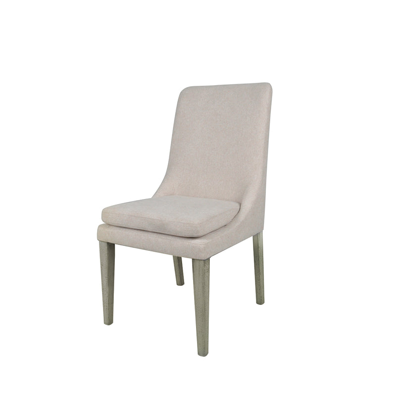 ***SILLA DE COMEDOR EN TELA BEIGE CON PATAS ACABADO EN MADERA