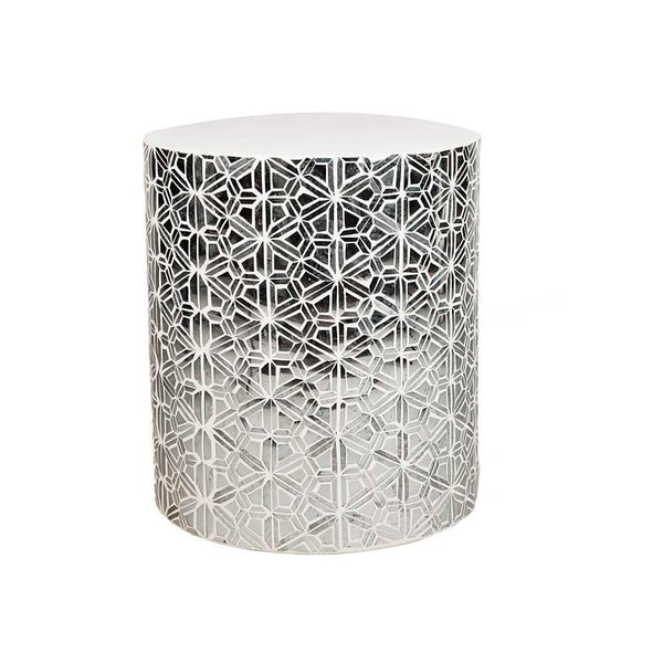 WOODEN/BONE ROUND SIDE TABLE