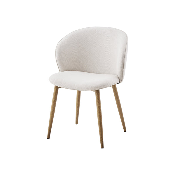 SILLA DE COMEDOR EN TELA BEIGE Y PATAS ESTILO MADERA CLARA