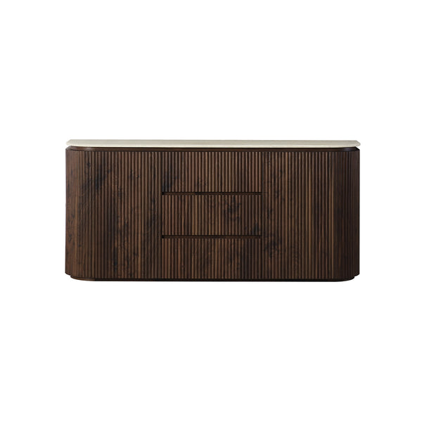 BUFETERA TOPE ESTILO MARMOL Y BASE ACABADO DE MADERA