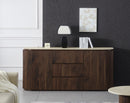 BUFETERA TOPE ESTILO MARMOL Y BASE ACABADO DE MADERA