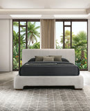 CAMA KING EN TELA BEIGE