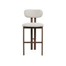 TABURETE DE BAR EN TELA BEIGE PATAS ACABADO DE MADERA