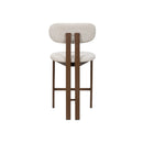 TABURETE DE BAR EN TELA BEIGE PATAS ACABADO DE MADERA