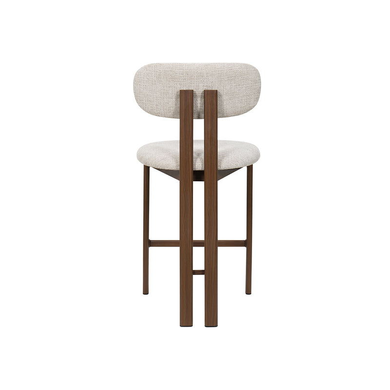 TABURETE DE BAR EN TELA BEIGE PATAS ACABADO DE MADERA