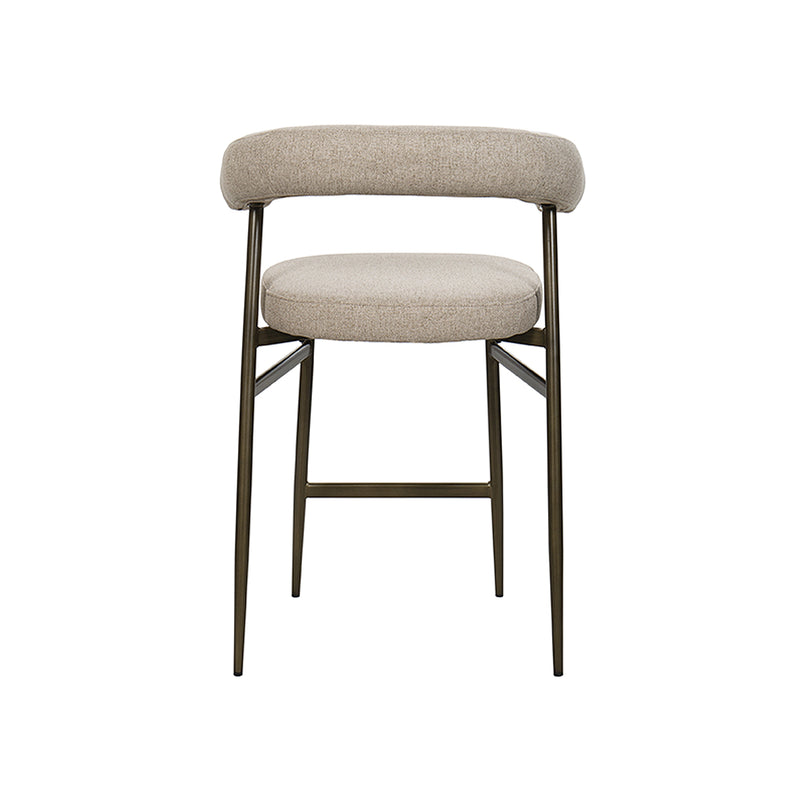 TABURETE EN TELA BEIGE Y PATAS DORADAS