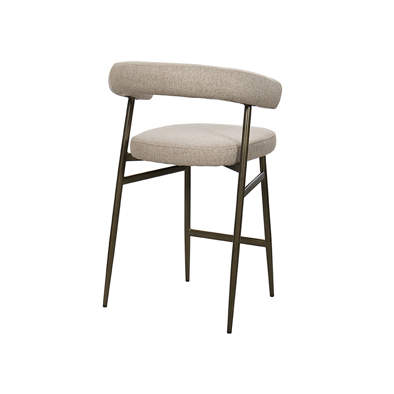TABURETE EN TELA BEIGE Y PATAS DORADAS