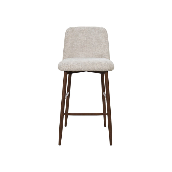 TABURETE DE BAR EN TELA BEIGE Y PATAS ACABADO DE MADERA