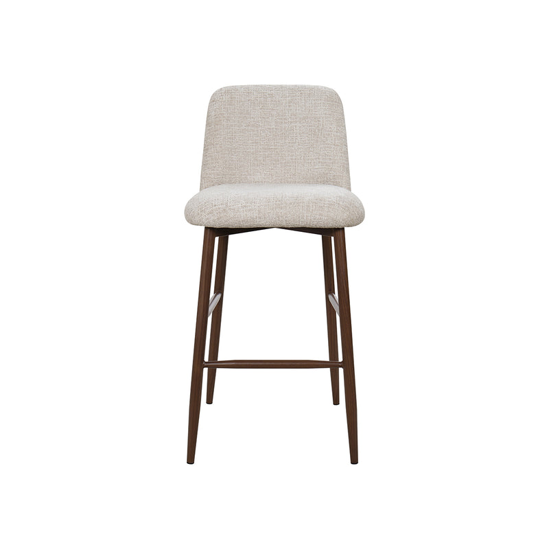 TABURETE DE BAR EN TELA BEIGE Y PATAS ACABADO DE MADERA