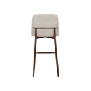 TABURETE DE BAR EN TELA BEIGE Y PATAS ACABADO DE MADERA