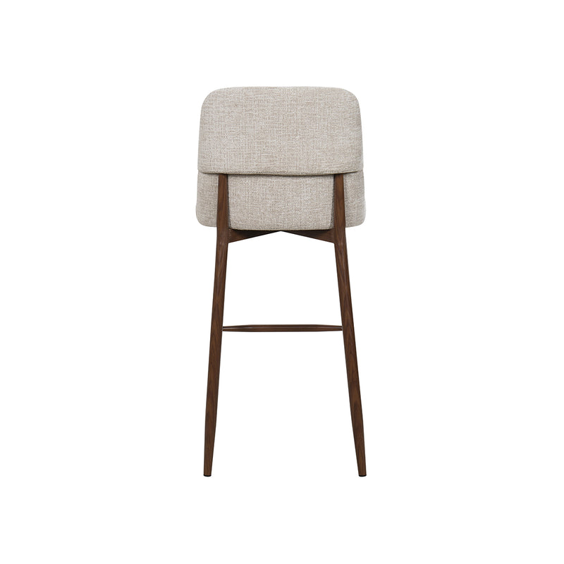 TABURETE DE BAR EN TELA BEIGE Y PATAS ACABADO DE MADERA
