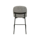 TABURETE EN TELA TEXTURIZADA GRIS Y PATAS DE METAL LATON