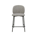 TABURETE EN TELA TEXTURIZADA GRIS Y PATAS DE METAL LATON