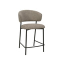TABURETE EN TELA TEXTURIZADA MARRON BLANCO  Y PATAS DE METAL LATON